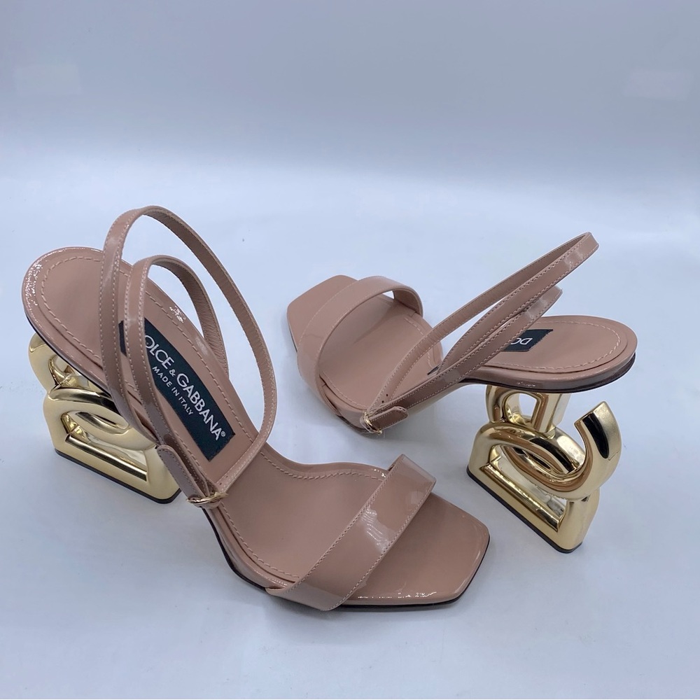 Dolce & Gabbana Beige and Gold Strappy Heels